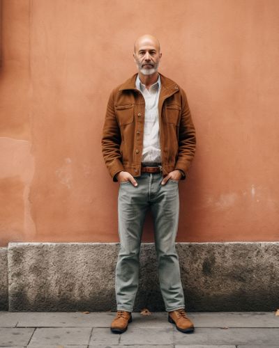 Brown Field Jacket with Jeans